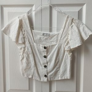 NWOT Zara Cropped Blouse with Flutter Sleeves